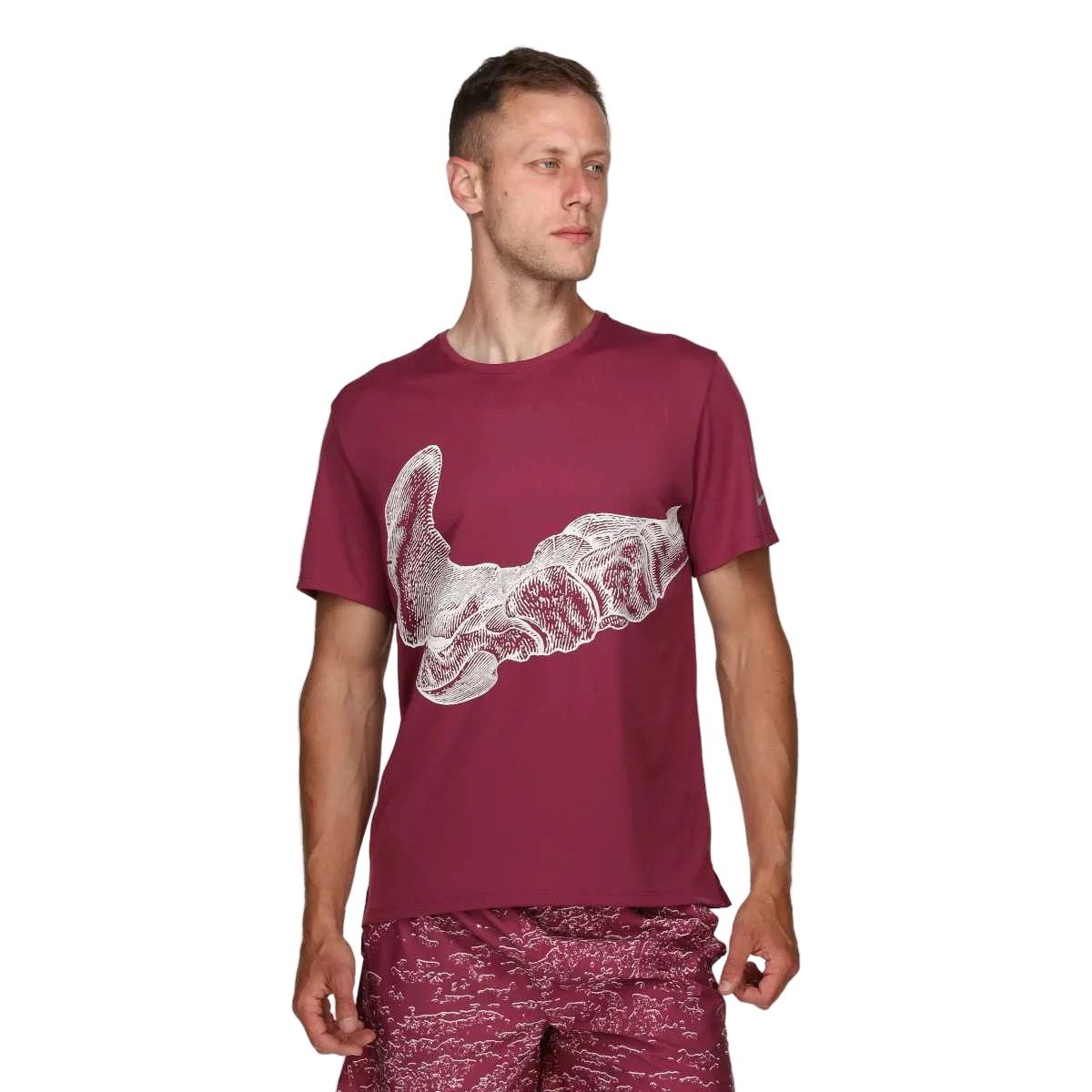 T-shirt Nik Dri-FIT Running Division "Skeleton Bone Swoosh" rouge S