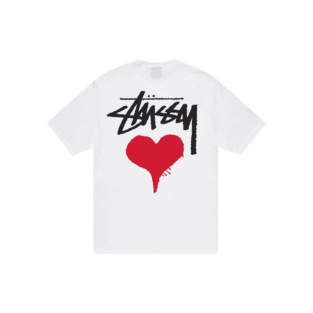 T-shirt Stüssy Heart blanc coeur rouge S