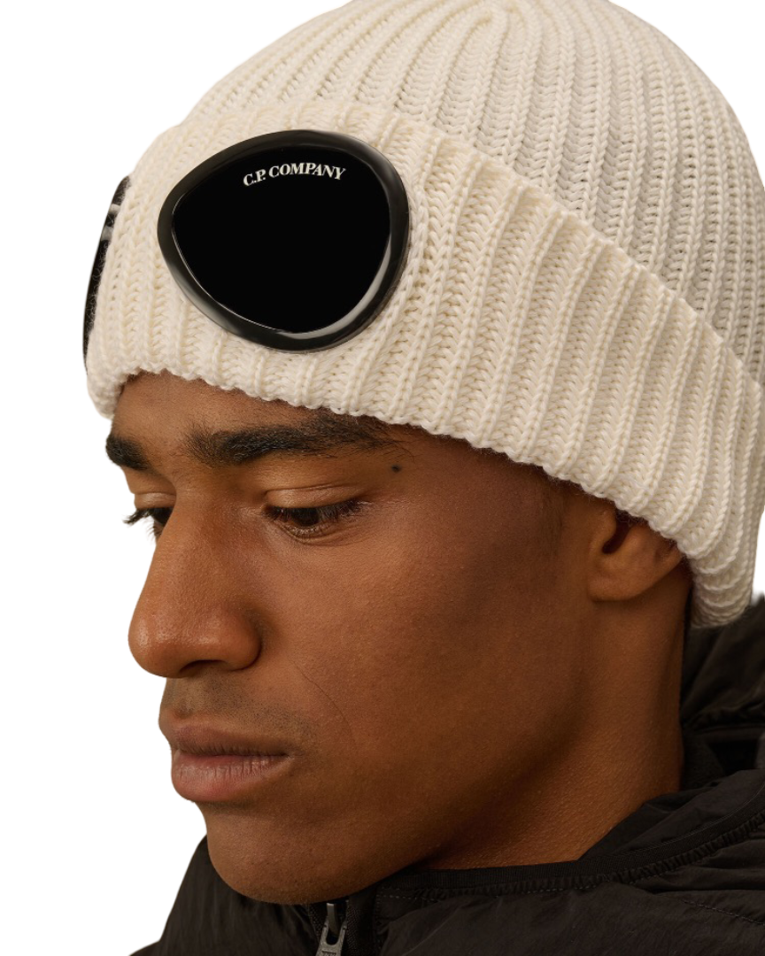 C.P. Company-Bonnet Merino Wool Google Beanie Color crème