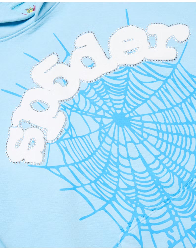 Sweat à capuche Web Sp5der Bleu ciel S