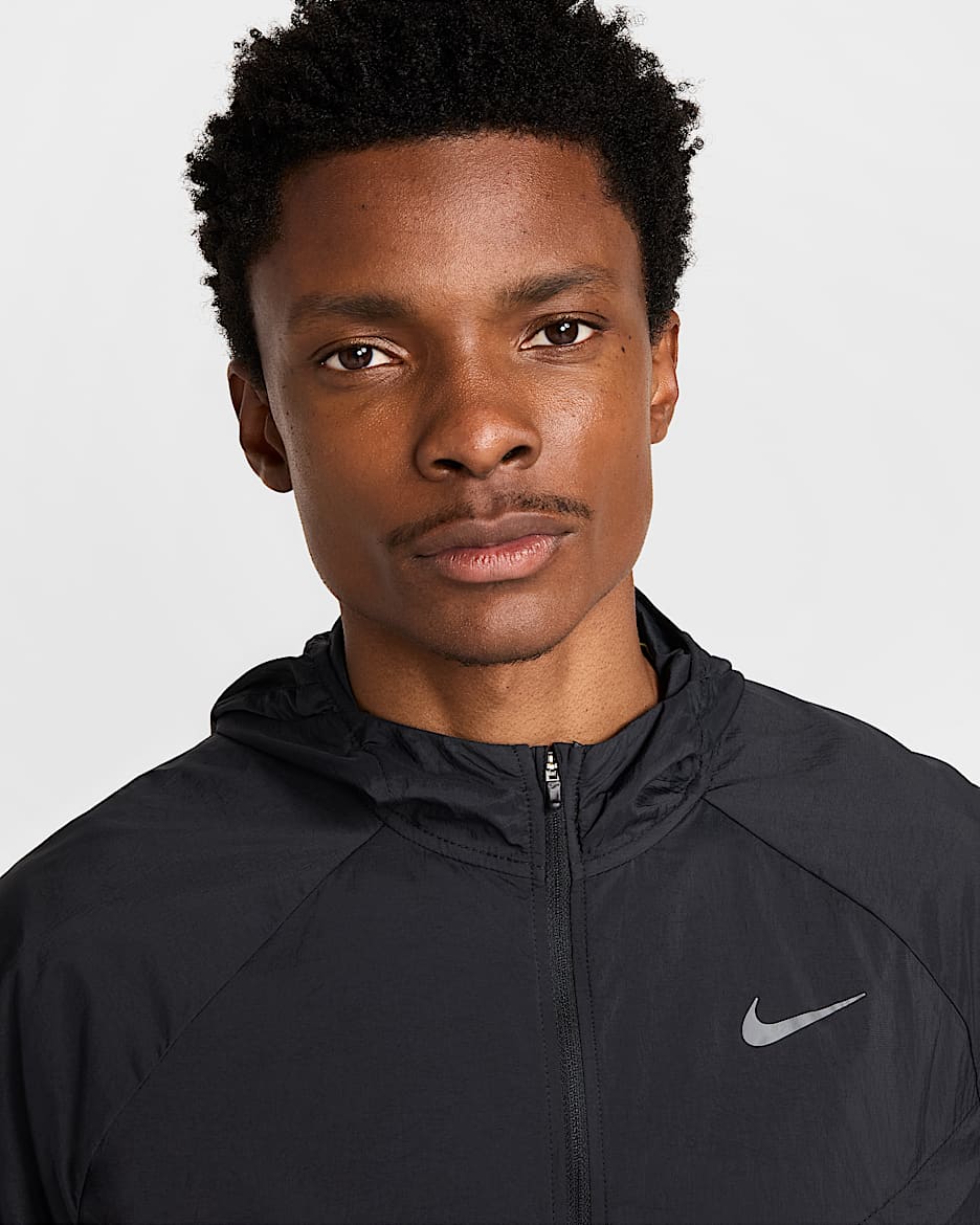 Nik Stride Veste de running déperlante anti-UV Color Noir pour homme